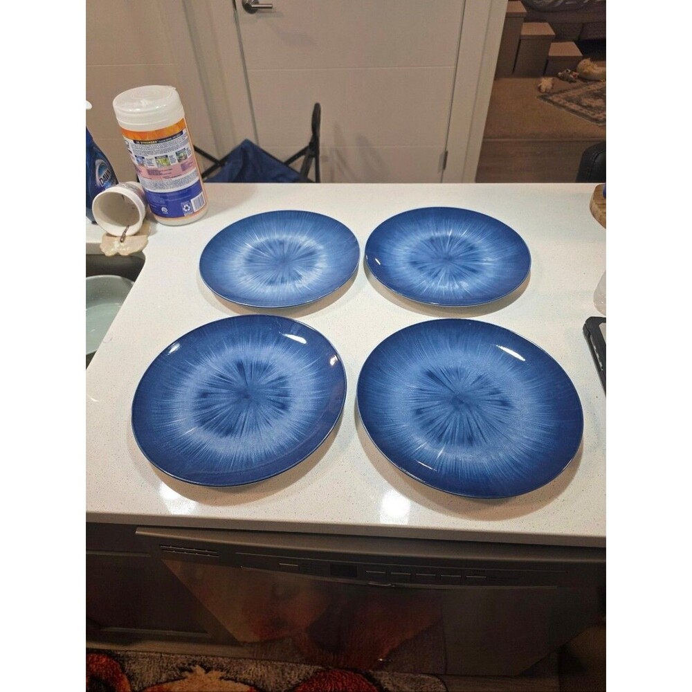 Dinner plates, Royal Norfolk Blue Burst 10.5 inch set of 4